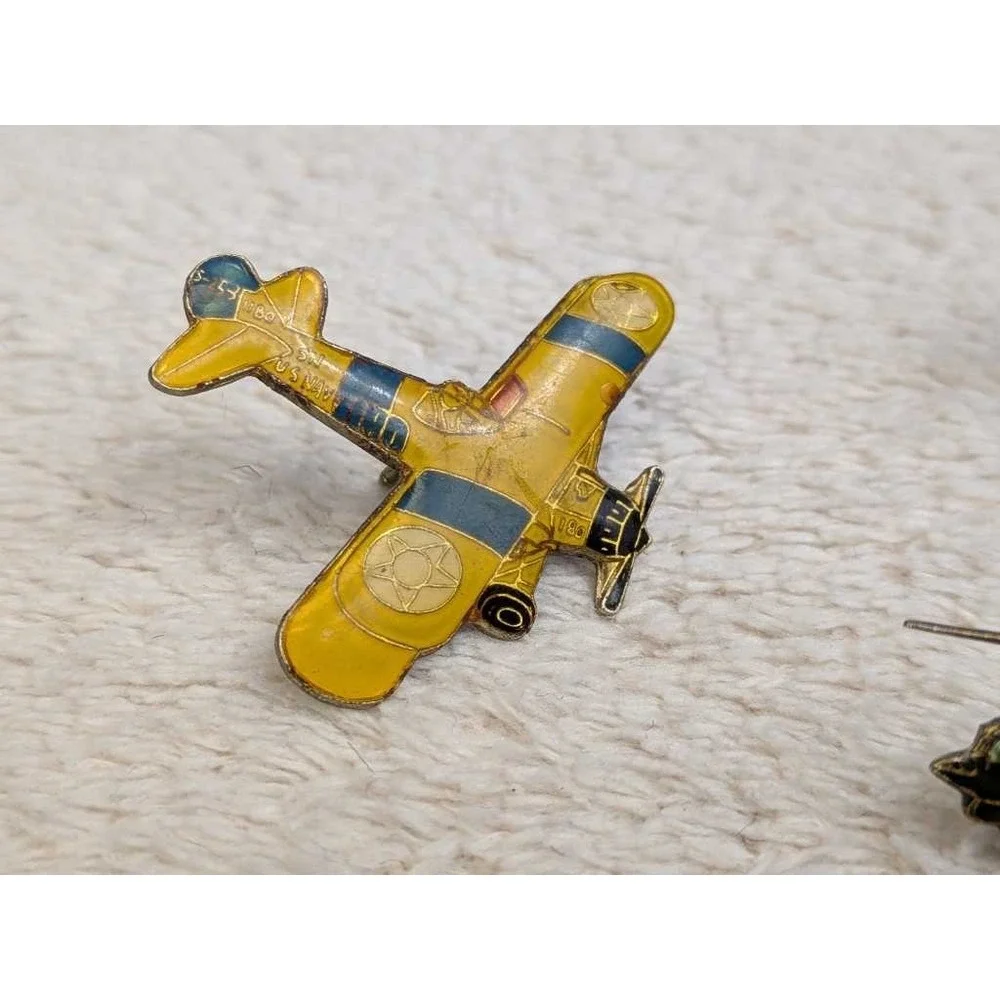 Lot‎ of 6 Vintage Aircraft Pins - Fighter Jet Helicopter Biplane Military